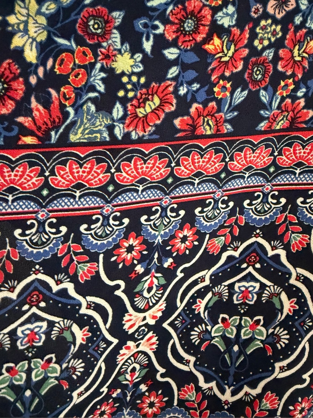 Xhilaration Navy Floral Boho Mini Dress Tassel Tie Smocked Pockets XS - Picture 10 of 16